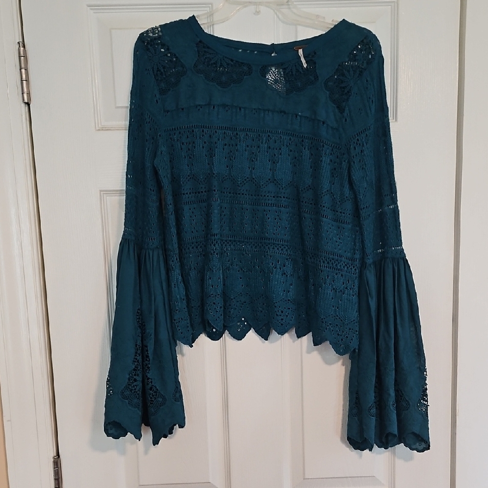 Free People Knit Sweater With Fantasy Bell Sleeves